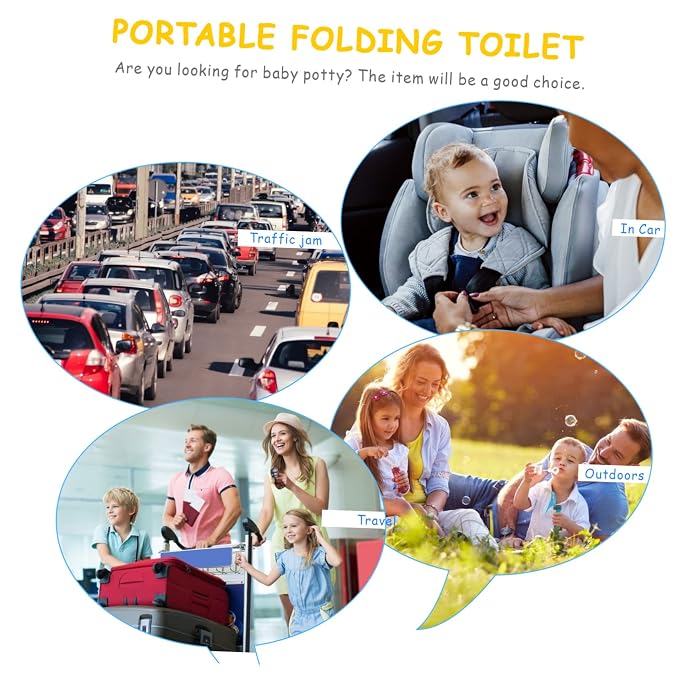 Milisten Folding Toilet Seat for Toddlers Elongated Potty Portable Training Potty Travel Toilet Safe Odorless Plastic Easy Assembly