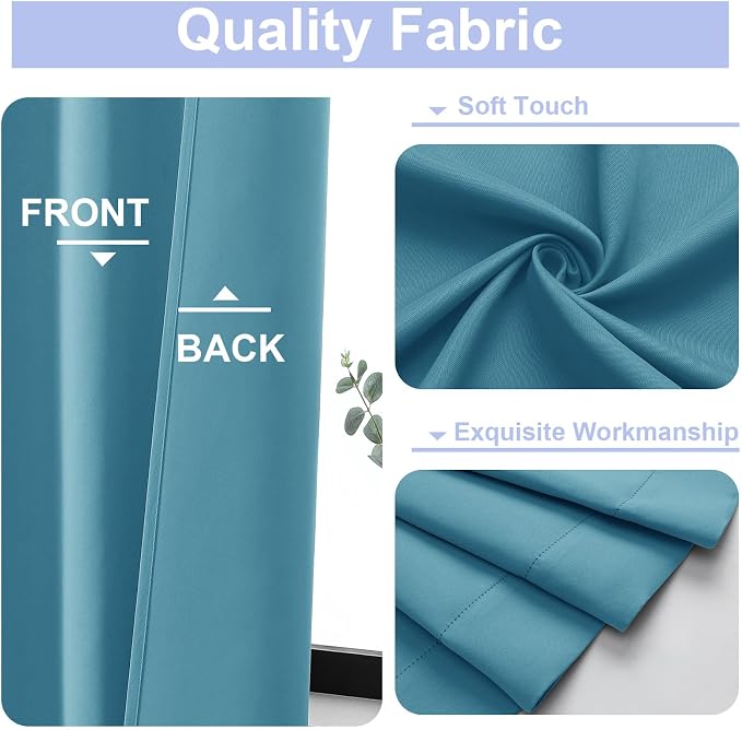 Simplebrand Ava Turquoise Blackout Curtains for Bedroom 72 Inch Length 2 Panels Set, Privacy Thermal Insulated Rod Pocket Door Window Curtains for Patio French Front Door, W40 x L72 Inch