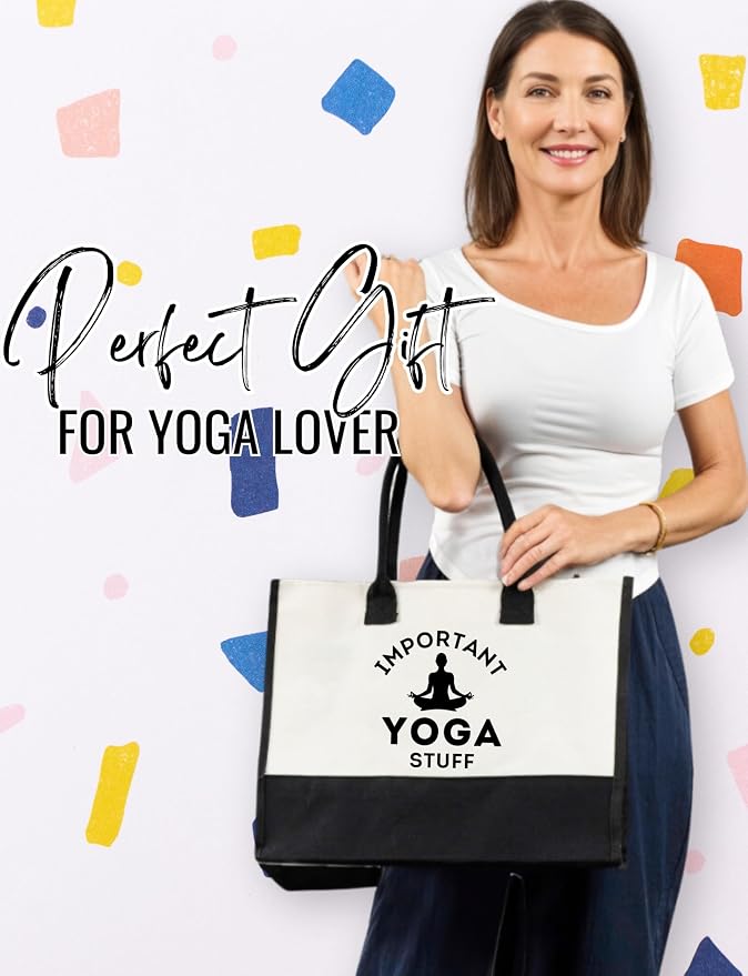 InnoBeta Yoga Gifts for Women, Yoga Instructor Gifts Tote Bag for Yoga Teacher with Top Zipper Closure and Shoulder Strap
