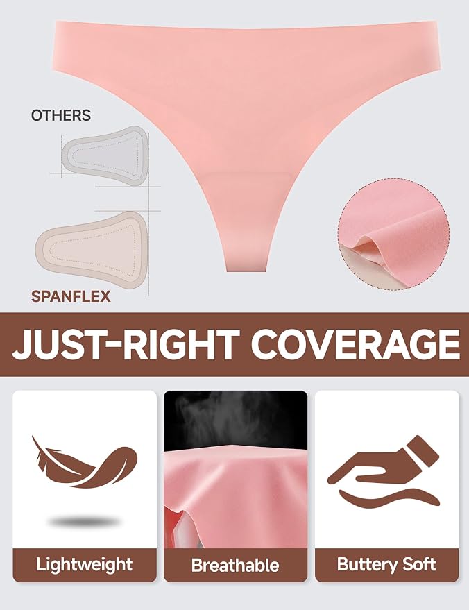 Seamless Thongs for Women G-string Thong No Line Workout Cotton Panty Liners Underwear Undies Fashion Clothing