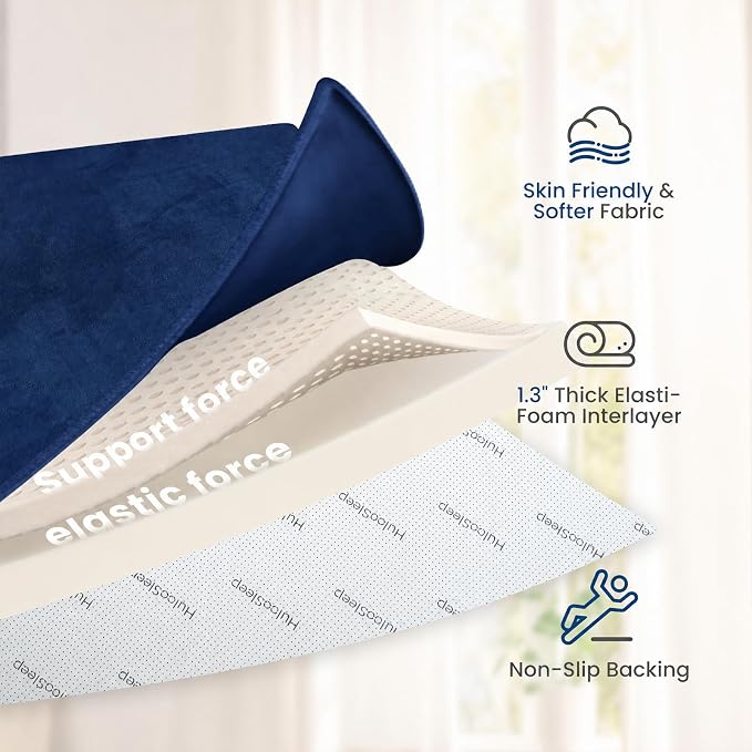 Huloo Sleep Baby Play Mat for Floor,50"×65" Playpen Mat for Toddler,Infant,Kids,1.3" Thick Elasti Foam Non-Slip Nursery Rug,Water Repellent Soft Padded Floor Mats for Tummy Time,Crawling(Dark Blue)