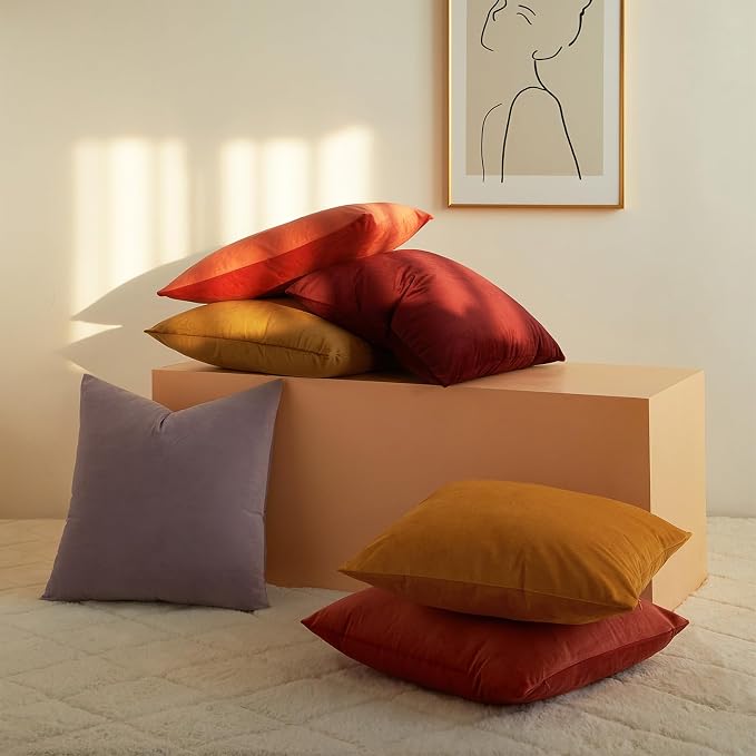 24x24 Velvet Throw Pillow Covers Set of 2 for Couch Sofa Bed,Light Brown | JUSPURBET Decorative Pillow Covers with Invisible Zipper for Modern Living Room Bedroom Home Decor