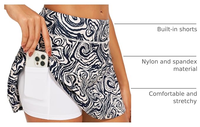 Stelle Women's Tennis Golf Skirts High Waisted with Pockets Inner Shorts for Athletic Skorts Sports Running Pickleball