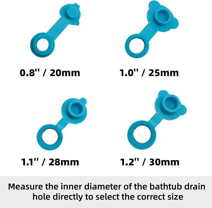 Bathtub Stoppers, Silicone Bathtub Stopper, Fits Most Baby Bathtubs, 5 Sizes of Baby Bath tub Plugs (1.2'' I.D.)