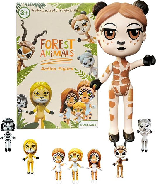 PLENTY MORE Forest Animal Theme Series Action Figure - 3.5 inches / 8cm Collectible Action Figure, Creative Animal Toy, Educational & Fun Play for Ages 3+, Safe & Non-Toxic (Miss Giraffe Forest)