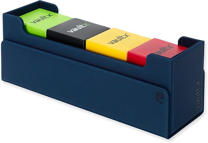Vault X Card Storage Box, Exo-Tec Material, Detachable Magnetic Lid, with Dividers & Foam Fillers, for Trading Cards (Blue)