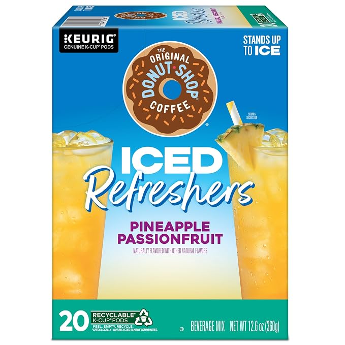 The Original Donut Shop Iced Refreshers, Pineapple Passionfruit Flavor, Keurig Single Serve K-Cup Pods, 20 Count