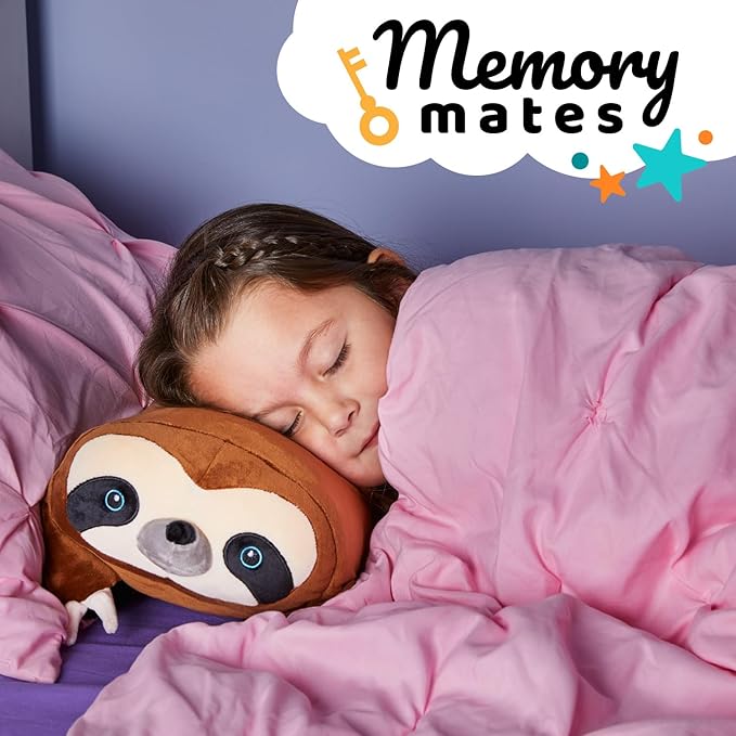 Cuddly Memory Foam Pillow Plush with Belly Pocket, Kids Pillow for Hugging Sleeping & Storing Diary, 15” Stuffed Animal & Journal Set - Lynn The Sloth