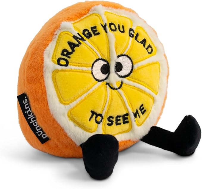 Orange Plushie - Orange Your Glad to See Me Punny Plush, Cute Food Plushie Gift for Kids