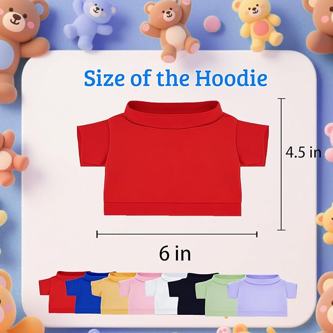 8 Pcs Custom Teddy Bear Clothes with Name Photo, Personalized Stuffed Animal Clothing Fit 8-16inch Stuffed Bear Clothing, Personalized Clothes for Teddy Bears Make Your Own Plush Doll Shirt