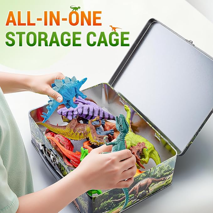 Dinosaur Toys for Kids 3-5, 12PCS Realistic Dinosaur Figures with Metal Storage Box for Boys Age 2-4-6, Dino Toys for 3 4 5 Year Old Boy Girl Christmas Birthday Gifts