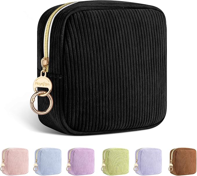 Period Bag for Teen Girls, Corduroy Sanitary Napkin Storage Bag, Menstrual Pad Pouches Tampon Holder for Purse