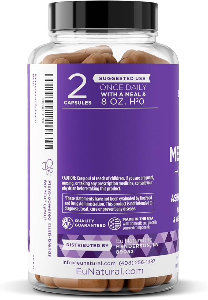 Premium Menopause Supplement for Women - Menopause Balance with Shatavari, Ashwagandha, L-Theanine & Holy Basil - Holistic Multi-Symptom Menopause Support & Hot Flash Relief - 60 Vegetarian Capsules
