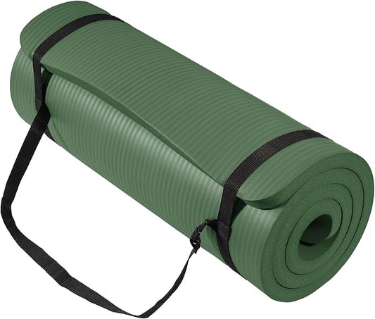 Fitvids 1 Inch Thick Yoga Mat 71x24 Inch - Non Slip Workout Mat with Carry Strap, Multiple Colors - Versatile Exercise Mat for Home, Gym, Pilates, Meditation - For All Skill Levels