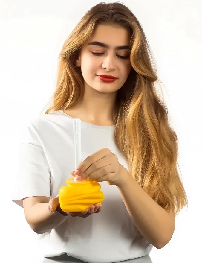 Foldable Compact Silicone Douche Bottle, Reusable Travel Douche Kit, 24 FL Oz Capacity, Yellow