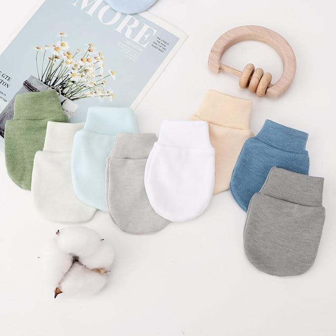 BQUBO Newborn Infant Toddler Mittens No Scratch Cotton Elastic Wrist Gloves Hypoallergenic for 0-6 Months Baby Boys Girls