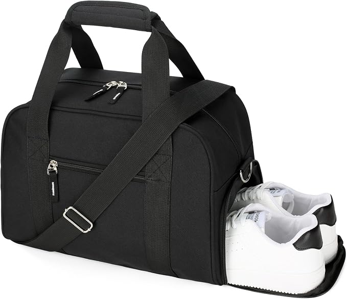 SeaRock 14 inch Small Gym Bag for Men & Women, Mini Duffle Bag with Shoe Compartment, Carry On Duffel Bag for Travel Sports, Black