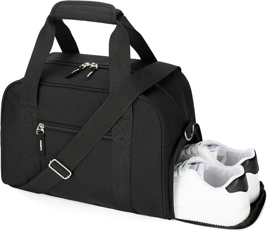 SeaRock 14 inch Small Gym Bag for Men & Women, Mini Duffle Bag with Shoe Compartment, Carry On Duffel Bag for Travel Sports, Black