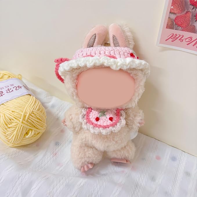 Clothes for Doll, 15/17cm Doll Clothes Set Suitable for Dolls Accessories - Hat + Bib (NO Doll),Cherry
