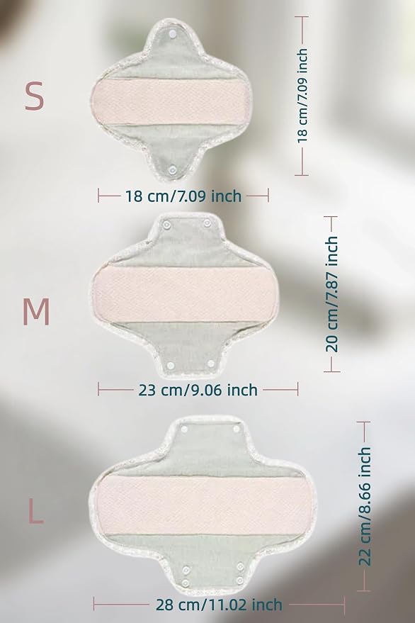 Reusable Incontinence Pads,Organic Cotton Pads Sanitary Napkins,Lace Trim Washable Menstrual Pads,with 1 Storage Bag,Panty Liners Pads Period/Incontinence/Postpartum.(Skin Color/L/4pcs)