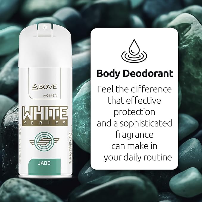 ABOVE White Series Body Spray, Jade, 4 pcs - Deodorant Spray - Masks Perspiration Odors - Long-Lasting Dry Spray - Paraben-Free - Cruelty-Free 2.12 oz each