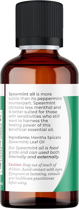 Viva Doria Spearmint Essential Oil, 100% Pure, Natural Essential Oil, Mentha Spicata Variety, Undiluted, for Aromatherapy | Food Grade, 30 mL (1 Fluid Ounce)