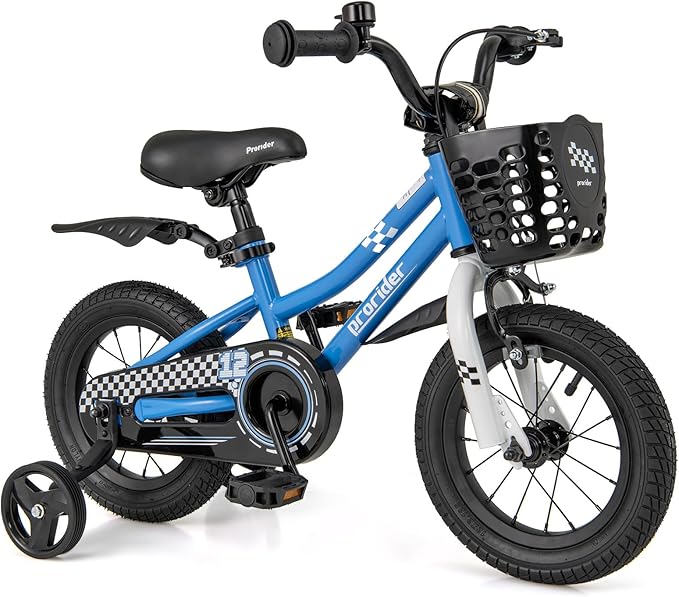COSTWAY Kids Bike, 12 14 16 18 Inch Toddler Bike for Boys & Girls Aged 3-8 Years Old, Kids Bicycle w/Removable Training Wheels, Handbrake & Coaster Brake, Basket, Bell