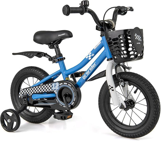 COSTWAY Kids Bike, 12 14 16 18 Inch Toddler Bike for Boys & Girls Aged 3-8 Years Old, Kids Bicycle w/Removable Training Wheels, Handbrake & Coaster Brake, Basket, Bell