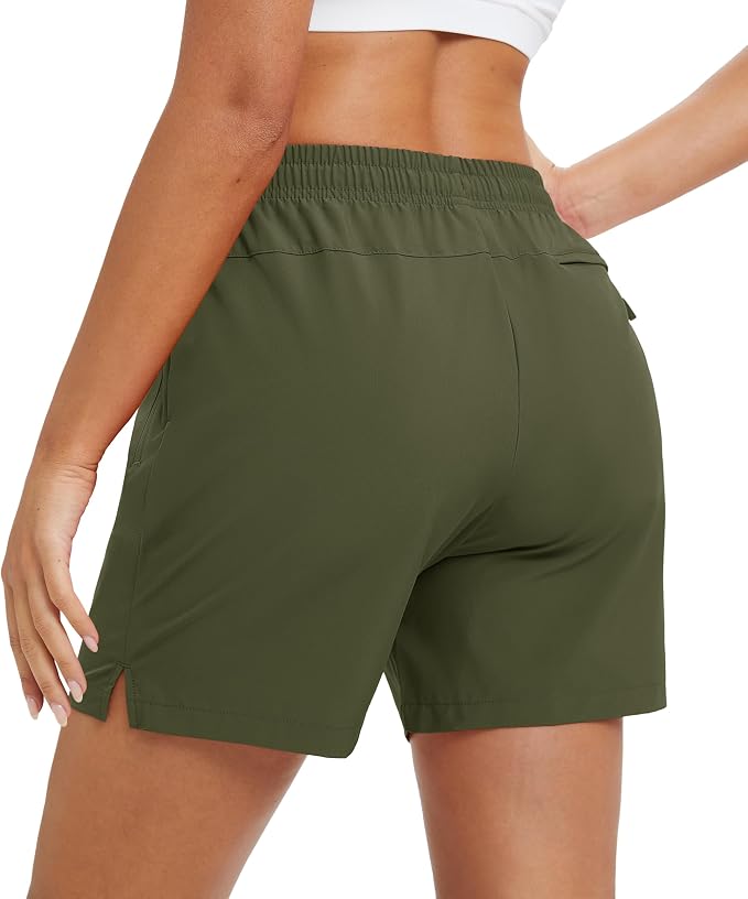 MAGCOMSEN Women's 5" Hiking Shorts UPF 50+ Quick Dry Lightweight Athletic Running Golf Summer Casual Shorts with Pockets