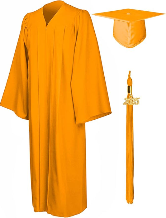 GraduationMall Matte Graduation Gown Cap Tassel Set 2025 for High School and Bachelor