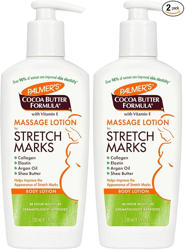 Palmer's Cocoa Butter Formula Massage Lotion with Collagen and Elastin | For Stretch Marks | Pregnancy Skin Care | With Argan Oil and Shea Butter | 8.5 oz Pack of 2
