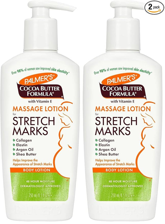 Palmer's Cocoa Butter Formula Massage Lotion with Collagen and Elastin | For Stretch Marks | Pregnancy Skin Care | With Argan Oil and Shea Butter | 8.5 oz Pack of 2