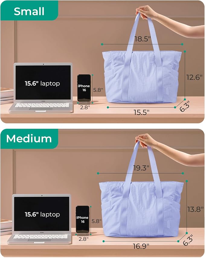 BAGSMART Tote Bag for Women, Tote Bag with Zipper Work Tote with Compartments Nurse Shoulder Hanbag for Travel, Gym