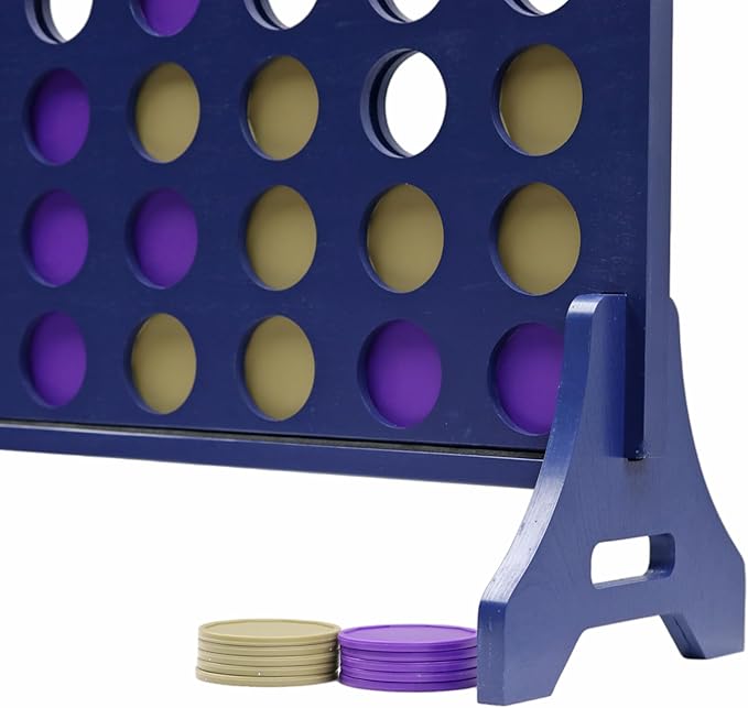 Tailgating Pros Premium Navy Giant Four in a Row with Carrying Case - Jumbo Oversized Outdoor Yard Game - Connect Multiple Pucks in a Row to Win - Many Puck Colors Available!