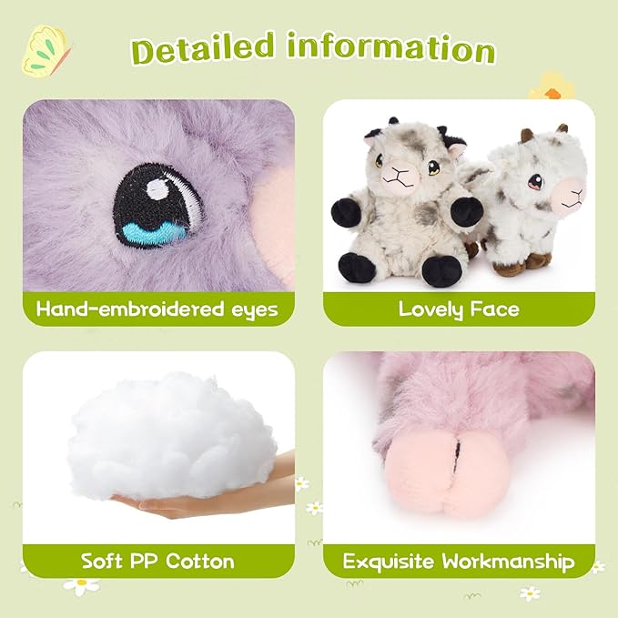 Tezituor 6 Pcs Sheep Stuffed Animals Set, 8 Inch Cute Stuffed Lamb Plush Toy for Birthday Party, Plush Sheep Lamb Toy Bulk for Boys Girls