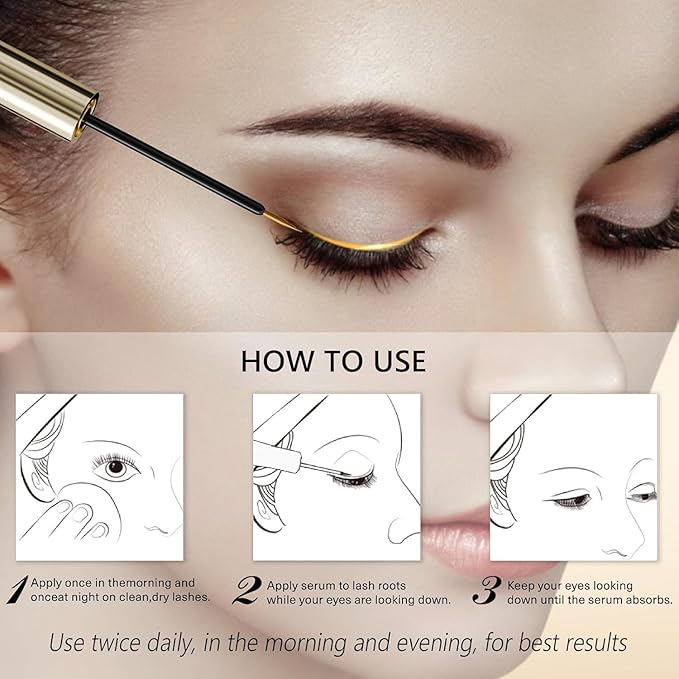 Eyelash Growth Serum – Natural Lash Enhancer with 15 Plant Extracts for Longer Thicker Fuller Lashes Nourishing Formula to Enhance Natural Beauty Hypoallergenic Oil Free lash growth serum -3ml