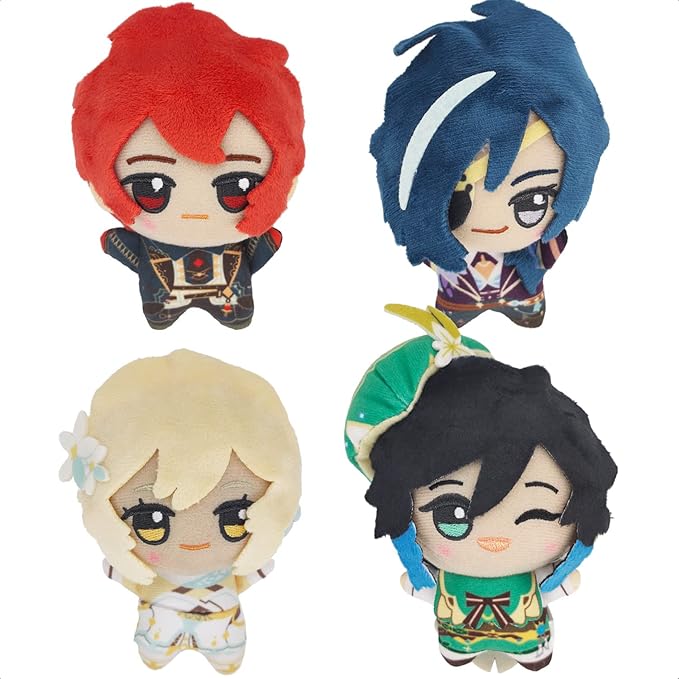 KOOLIYA Small Size Genshin Impact Figure Plush Doll - Diluc (4 inch), Keychain Anime Figure Soft Stuffed Gift for Game Fans (Diluc)