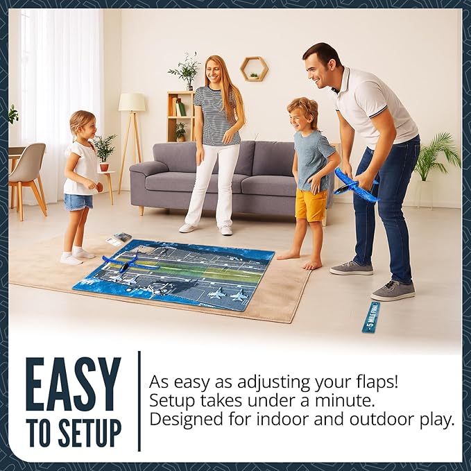 Carrier Landing Pursuit - Indoor Outdoor Toys Toss Game with Foam Gliders, Aircraft Carrier Landing Challenge, Draw For ATC Clearance - Throw Airplane Glider - Hit Your Mark To Win The Game