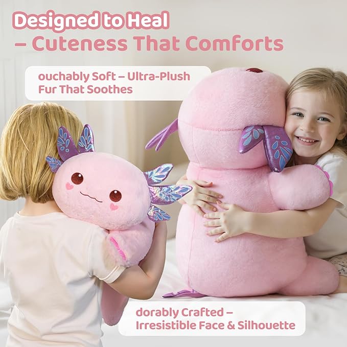 Weighted Stuffed Animals with Microwavable Heating Pad - 5lb Adjustable, Heatable & Coolable Axolotl Plush for Relaxation,Removable Inner Pad, Plush Gift for Kids & Adults (23 Inch)