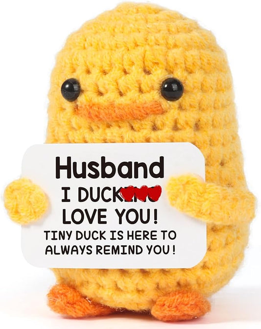 MBL Gifts for Husband Birthday Anniversary - I Duck Love You, Funny Handmade Crochet Duck for Husband Him Men Boyfriend Birthday Fathers Day Christmas Stocking Stuffers Present