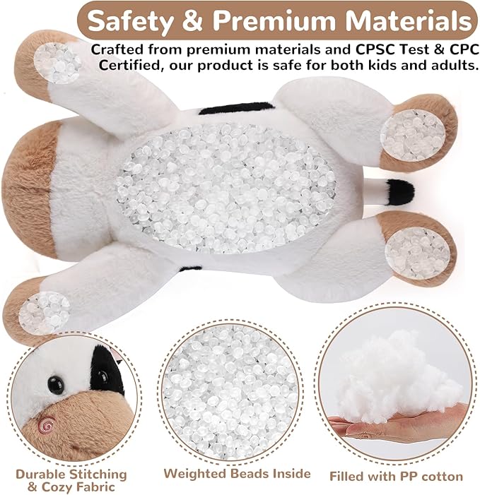 Cow Weighted Stuffed Animals - 12 Inch 1.0 Pounds Weighted Plushies Cow Stuffed Animals - Small Plush Pillow - Cute Plush Toys Gifts for Kids & Adults (12" 1.0 lbs)