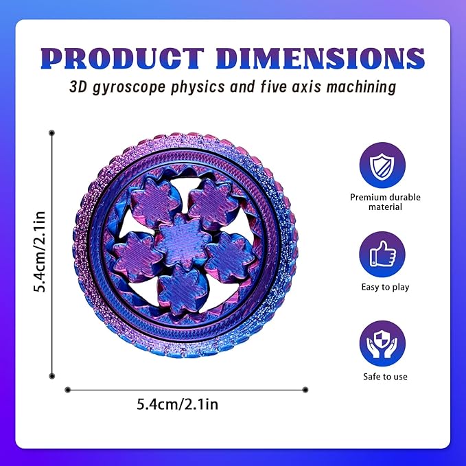 2-Pack 3D Printed Spinners Fidget Toys Adults - Stress Relief Toys for ADHD, Anxiety & Sensory Needs | Quiet Office Desk Toy & Party Favors - Birthday Goodie Bag Fillers Halloween Party Favors