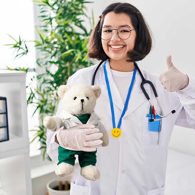 HollyHOME Doctor Bear Stuffed Animal Plush Teddy Bear in Scrubs and White Coat Gifts for Doctors Students and Kids 16 inches,Cream