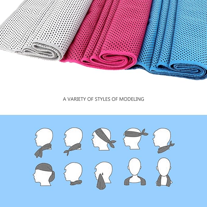 Cooling Towel (Pack of 20, 40"x12") with Pouches for Sports, Workout, Fitness, Gym, Yoga, Golf, Pilates, Travel, Camping & More