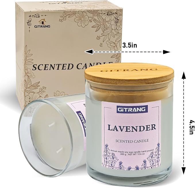 Lavender Scented Candle, 31.8 oz Soy Wax Candles for Home Aromatherapy, Relaxation Gifts for Women, Long Lasting Time (240-270 Hrs) for Bedroom Yoga Garden Patio Birthday Party,Set of 3
