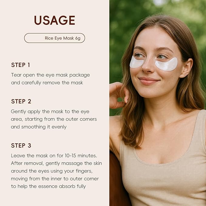 AKARY 5Pcs 94.4% Triple Rice Ferment Complex Under Eye Masks, Moisturizing, Firming, Glowing, Deeply Nourishing, Skin Moisture Barrier, Improve & Firm Eye Skin Eue Pathes for Dark Circles & Fine Lines
