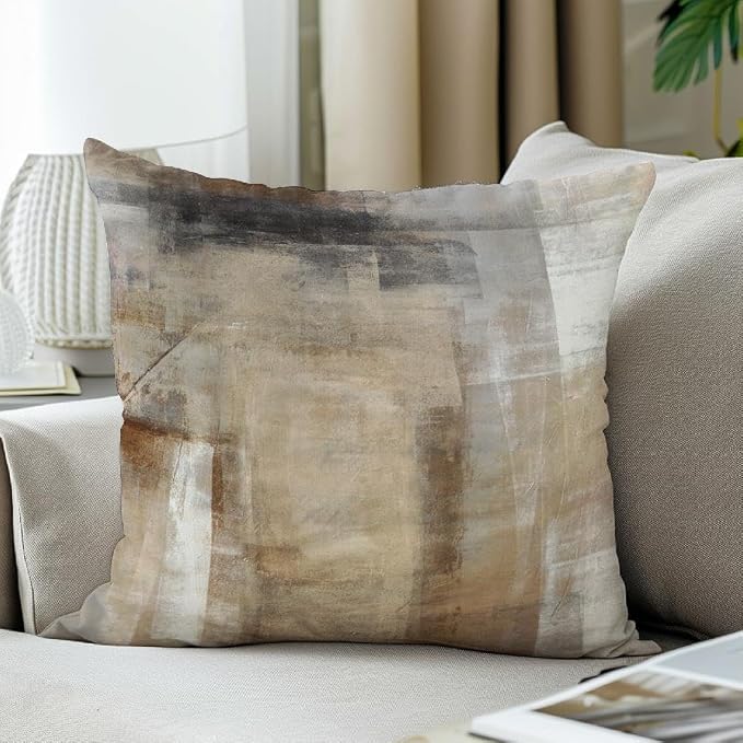 Throw Pillow Covers for Couch, 18x18 Inch, 2 Pack, Grey Beige | Decorative Throw Pillow Covers Cushion Covers for Couch Bedroom Sofa Living Room
