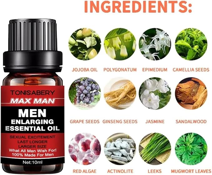 TONISABERY MAX Man ENLARGING Essential Oil ENLARGMENT Oil for Men Oil Enlarge 10ML (RED) (3)