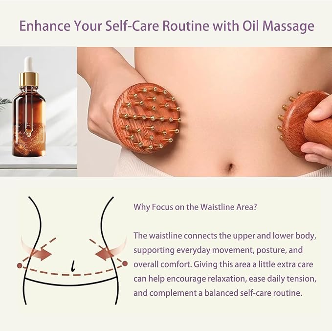 Meridian Massage Brush for Belly, 29 Teeth H62 Brass Massage Tool, Belly Massage Brush for Body and Scalp, Chinese SPA Gua Sha Tool for Body (2PCS) 黄铜经络刷 经络刷