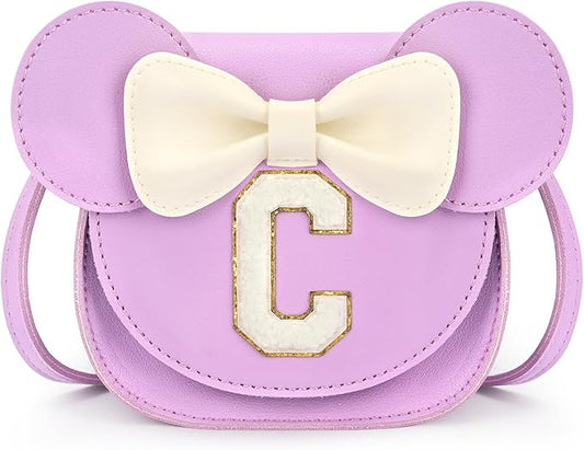 mibasies Toddler Purse Girl Gifts: Girls Birthday Gifts for 3-8 - Toys for Ages 2-4 Girls Mouse Ears Purse, Purple, Letter C